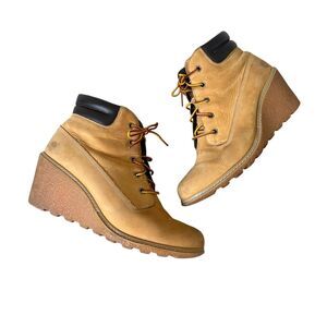 Timberland Earthkeepers Amston Wedge Boots size 8 Tan